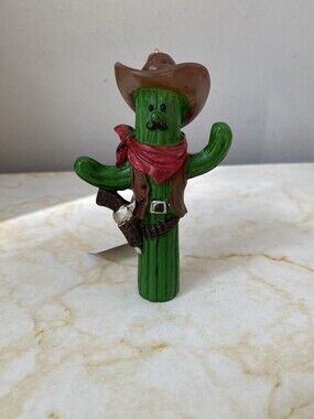 New Western Cactus Cowboy Hanging Ornament Green Brown